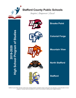 2019-2020 High School Program of Studies Table of Contents