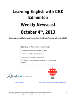 Weekly Newscast October 4Th, 2013