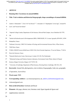 Trait Evolution and Historical Biogeography Shape Assemblages of Annual Killifish