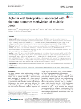 High-Risk Oral Leukoplakia Is Associated with Aberrant Promoter