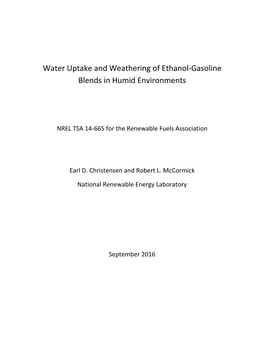 Water Uptake and Weathering of Ethanol-Gasoline Blends in Humid Environments