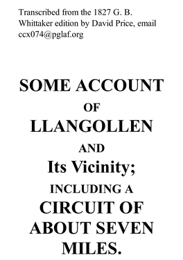 SOME ACCOUNT LLANGOLLEN Its Vicinity