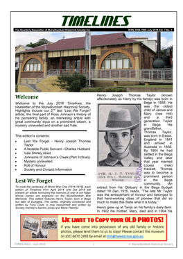 TIMELINES the Quarterly Newsletter of Murwillumbah Historical Society Inc