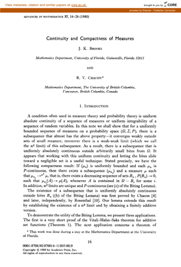 Continuity and Compactness of Measures