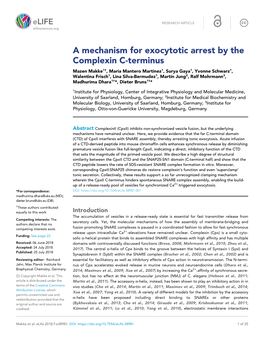 A Mechanism for Exocytotic Arrest by the Complexin C-Terminus