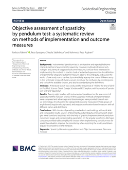 Objective Assessment of Spasticity by Pendulum Test: a Systematic Review on Methods of Implementation and Outcome Measures