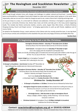 The Hovingham and Scackleton Newsletter December 2017