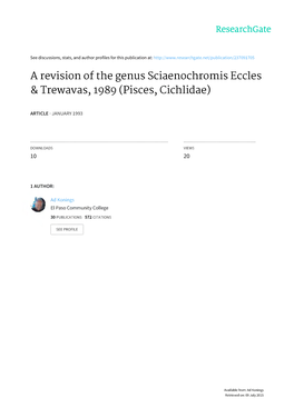 A Revision of the Genus Sciaenochromis Eccles & Trewavas