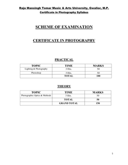 Photography Syllabus