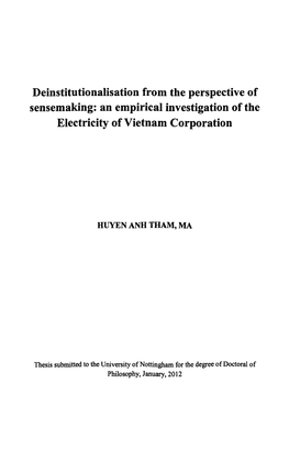 Deinstitutionalisation from the Perspective of Sensemaking: an Empirical Investigation of the Electricity of Vietnam Corporation