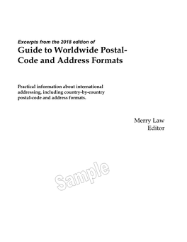 Guide to Worldwide Postal- Code and Address Formats