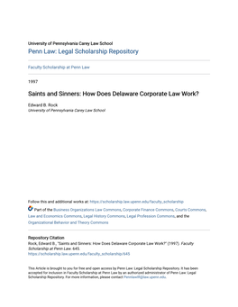 How Does Delaware Corporate Law Work?