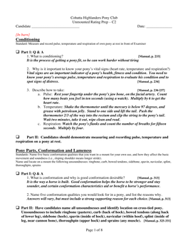 Conditioning Pony Parts, Conformation and Lameness