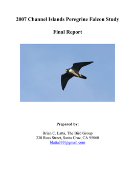 2007 Channel Islands Peregrine Falcon Study