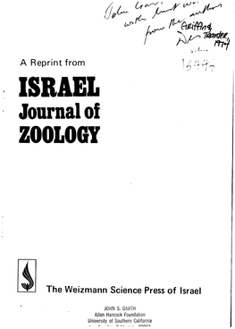 ISRAEL Journal of ZOOLOGY