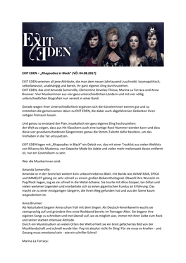 EXIT EDEN – „Rhapsodies in Black“ (VÖ: 04.08.2017)