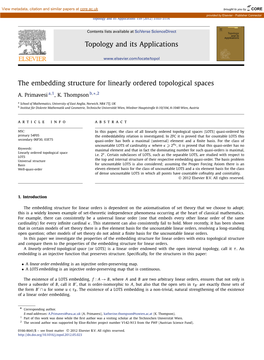 The Embedding Structure for Linearly Ordered Topological Spaces ∗ A