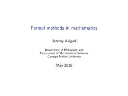 Formal Methods in Mathematics