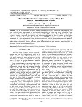 Research on the Interchange Performance of Transportation Hub Based on Yishan Road Station, Shanghai