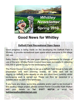 Good News for Whitley Spring 2010