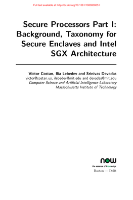 Background, Taxonomy for Secure Enclaves and Intel SGX Architecture