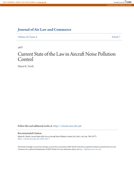 Current State of the Law in Aircraft Noise Pollution Control