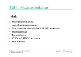 Teil 1: Prozessorstrukturen