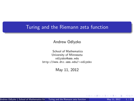 Turing and the Riemann Zeta Function