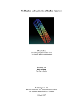 Modification and Application of Carbon Nanotubes