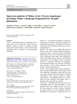 Space-Use Patterns of Malay Civets (Viverra Tangalunga) Persisting Within a Landscape Fragmented by Oil Palm Plantations