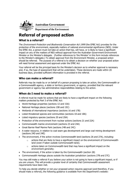 Referral of Proposed Action