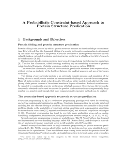 A Probabilistic Constraint-Based Approach to Protein Structure Predication