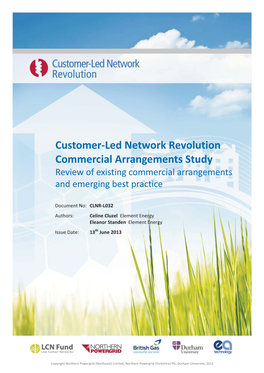 Customer-Led Network Revolution Commercial Arrangements Study Review of Existing Commercial Arrangements and Emerging Best Practice