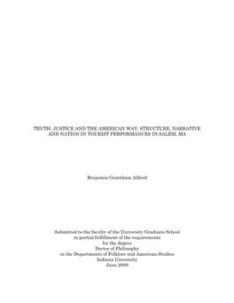 Structure, Narrative and Nation in Tourist Performances in Salem, Ma