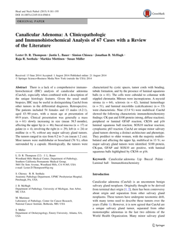 Canalicular Adenoma: a Clinicopathologic and Immunohistochemical Analysis of 67 Cases with a Review of the Literature