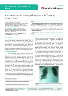 Rivaroxaban and Hemopericardium – Is There an Association?