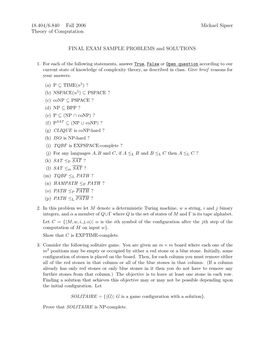 18.404/6.840 Fall 2006 Michael Sipser Theory of Computation
