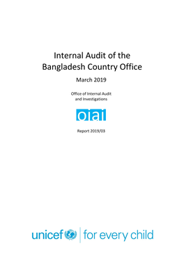 Internal Audit of the Bangladesh Country Office