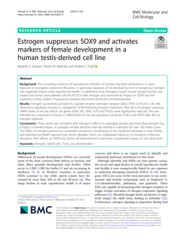 Estrogen Suppresses SOX9 and Activates Markers of Female Development in a Human Testis-Derived Cell Line Melanie K