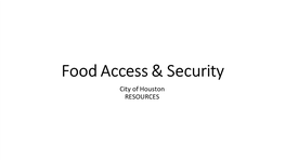 Food Access & Security