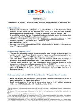 PRESS RELEASE UBI Group (UBI Banca + 3 Acquired Banks)