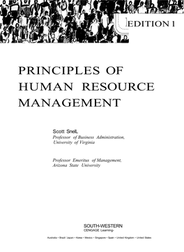 Principles of Human Resource Management