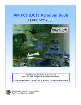 PM FCS (BCT) Acronym Book FEBRUARY 2008