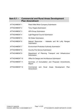 Item 8.1 – Commercial and Rural Areas Development Plan Amendment