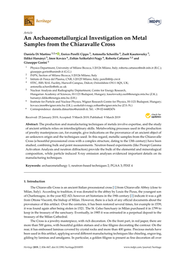An Archaeometallurgical Investigation on Metal Samples from the Chiaravalle Cross