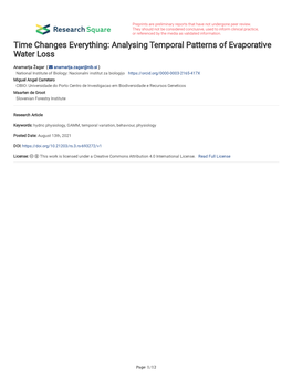 Analysing Temporal Patterns of Evaporative Water Loss