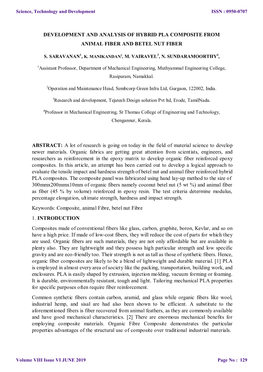 Development and Analysis of Hybrid Pla Composite from Animal Fiber and Betel Nut Fiber