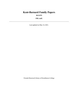 Kent-Barnard Family Papers RG5.079 FHL Staff