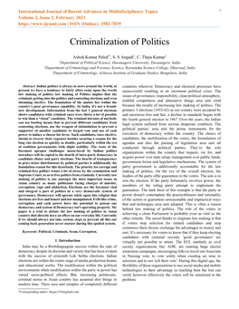 Criminalization of Politics