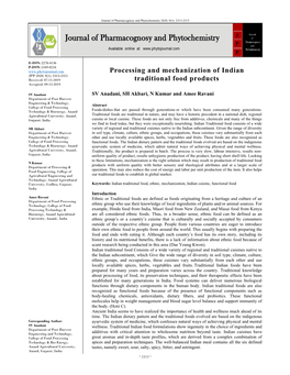 Processing and Mechanization of Indian Traditional Food Products